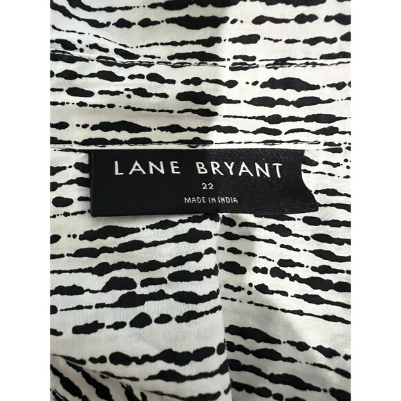 Lane Bryant Blouse Plus Size 22 V Neck Ruffled Short Sleeves 100% Cotton Shirt - Picture 7 of 9